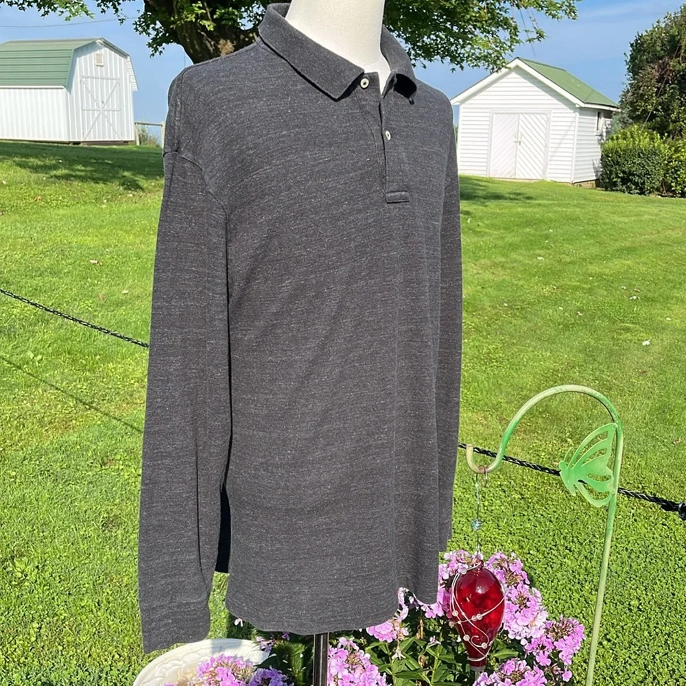 Polo Ralph Lauren Charcoal Cool Cross Dyed Pattern L/S Polo Shirt Men's Sz XXL